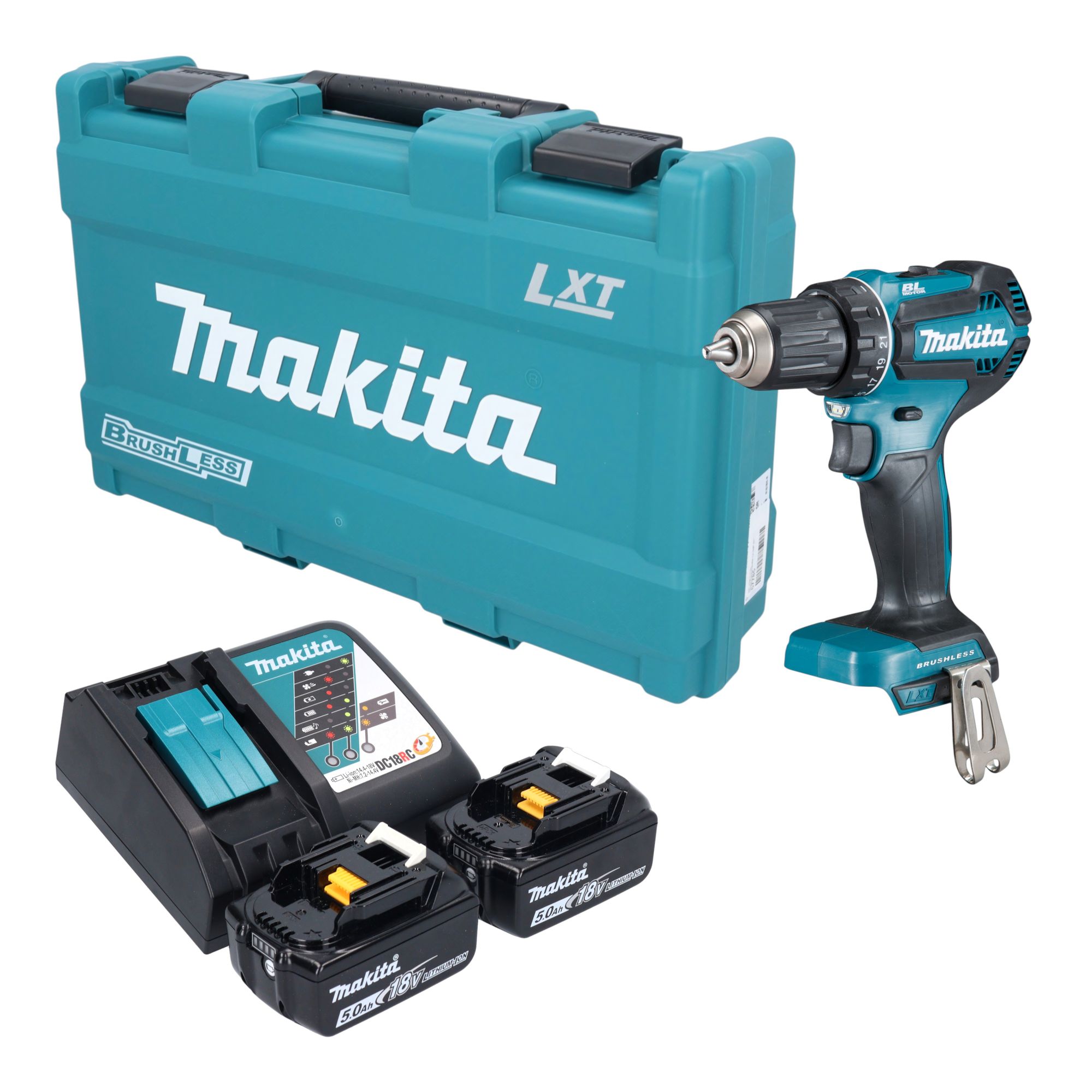 Makita DDF 485 RTK Akku Bohrschrauber 18 V 50 Nm Brushless 2x Akku 5 0 Ah Ladegeraet Koffer 0 - toolbrothers