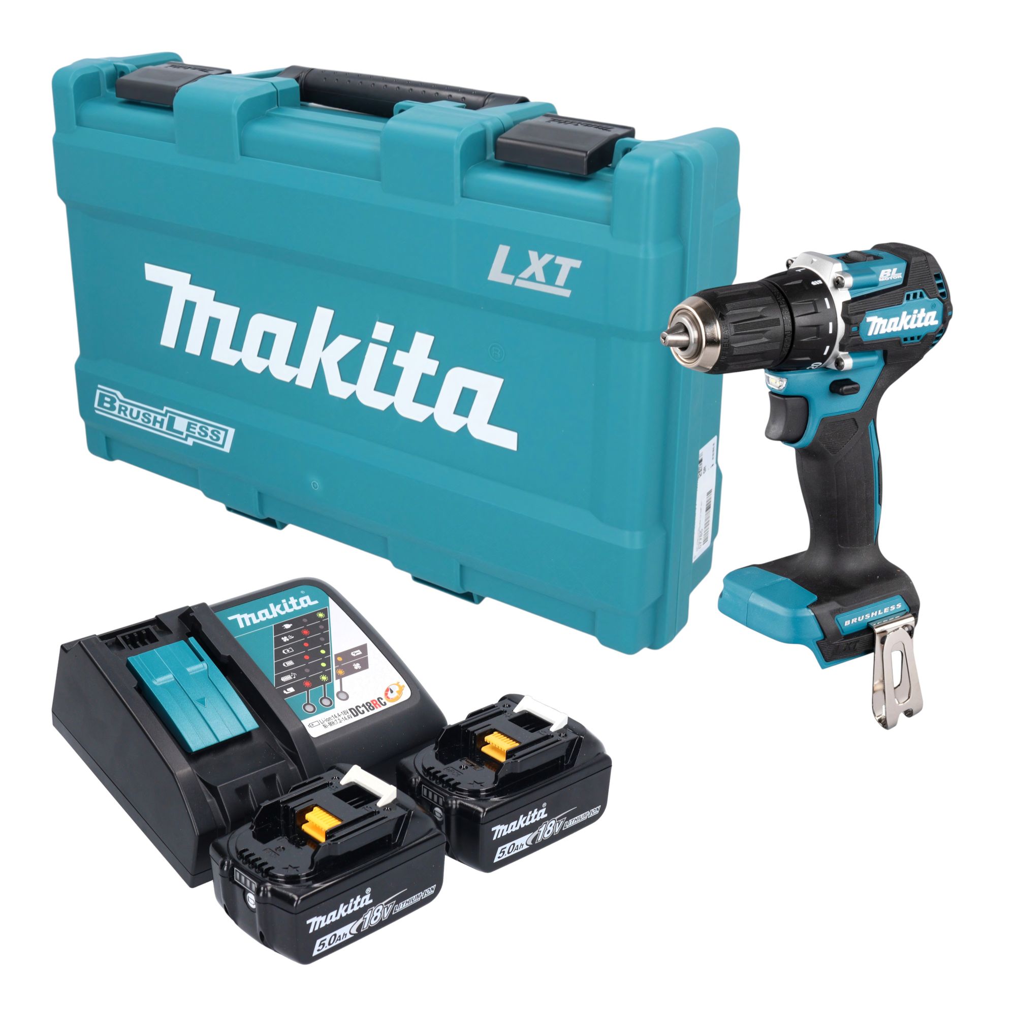 Makita DDF 487 RTK Akku Bohrschrauber 18 V 40 Nm Brushless 2x Akku 5 0 Ah Ladegeraet Koffer 0 - toolbrothers