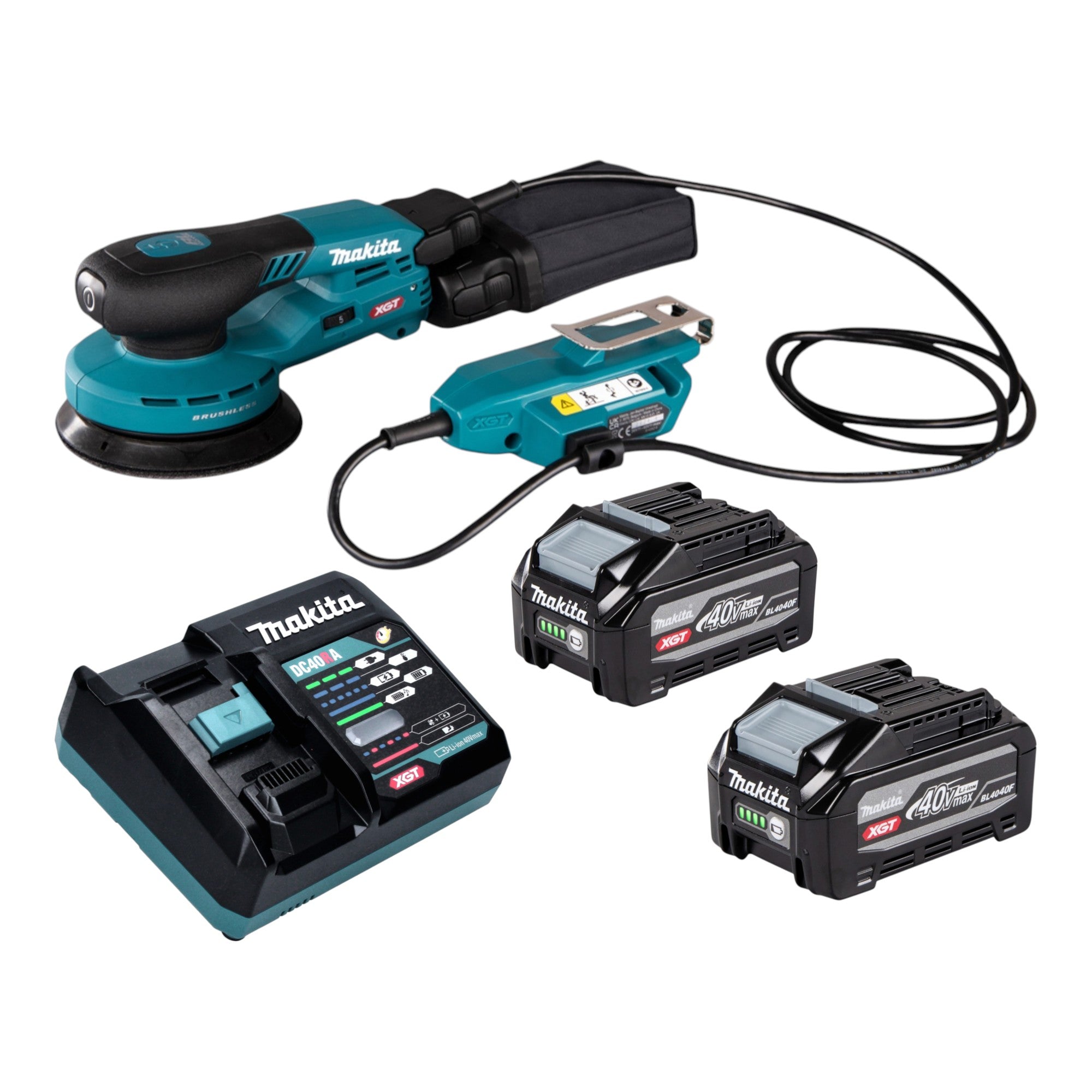 Makita BO 001 CGU201 Akku Exzenterschleifer 40 V max 125 mm 5 0 mm Hub Brushless 2x Akku 4 0 Ah Ladegeraet 0 - toolbrothers