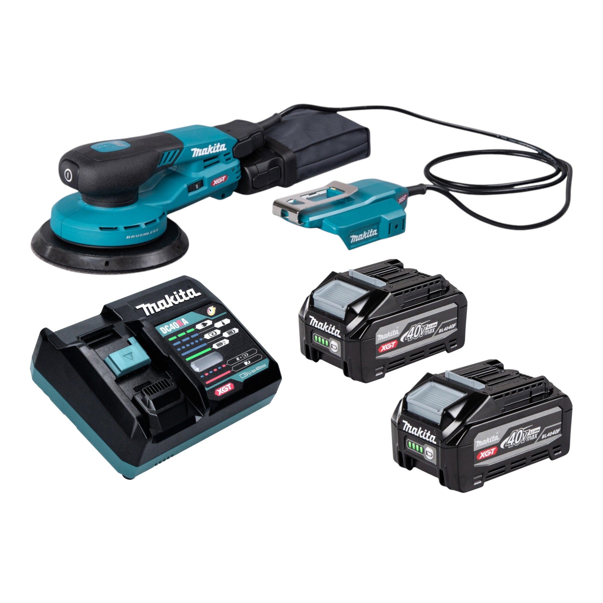Makita BO 004 CGU201 Akku Exzenterschleifer 40 V max 150 mm 3 0 mm Hub Brushless 2x Akku 4 0 Ah Ladegeraet 0 - toolbrothers