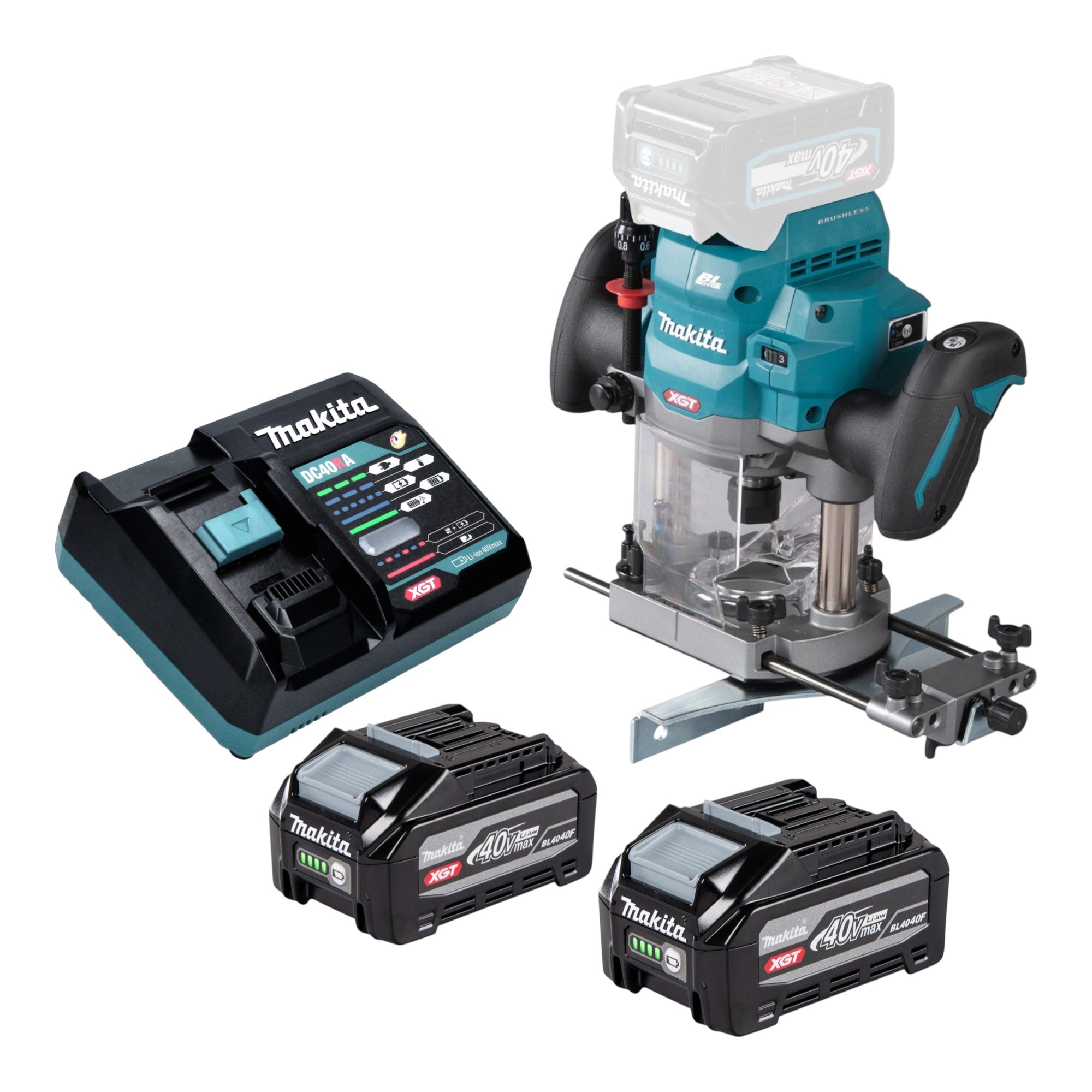Makita RP 001 GU201 Akku Oberfraese 40 V max 12 mm Brushless 2x Akku 4 0 Ah Ladegeraet 0 - toolbrothers