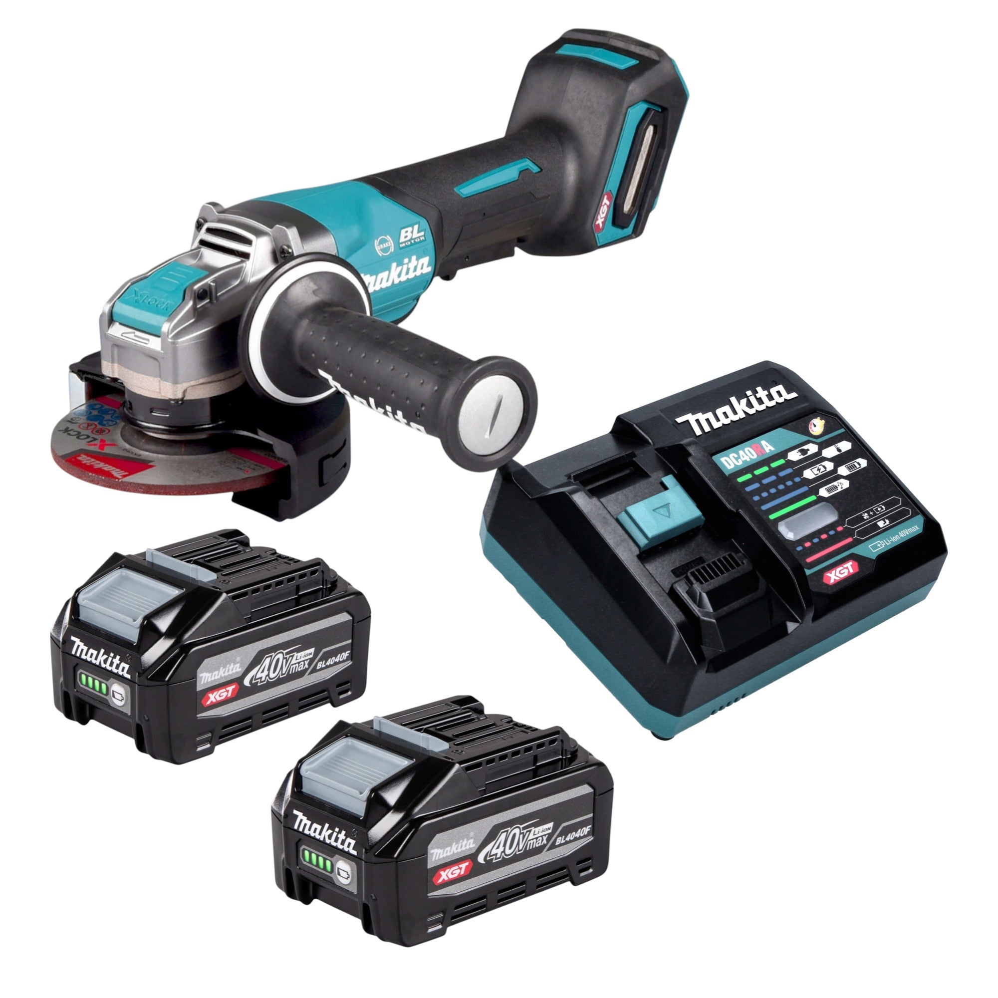 Makita GA 047 GU201 Akku Winkelschleifer 40 V max 125 mm X LOCK Brushless 2x Akku 4 0 Ah Ladegeraet 0 - toolbrothers