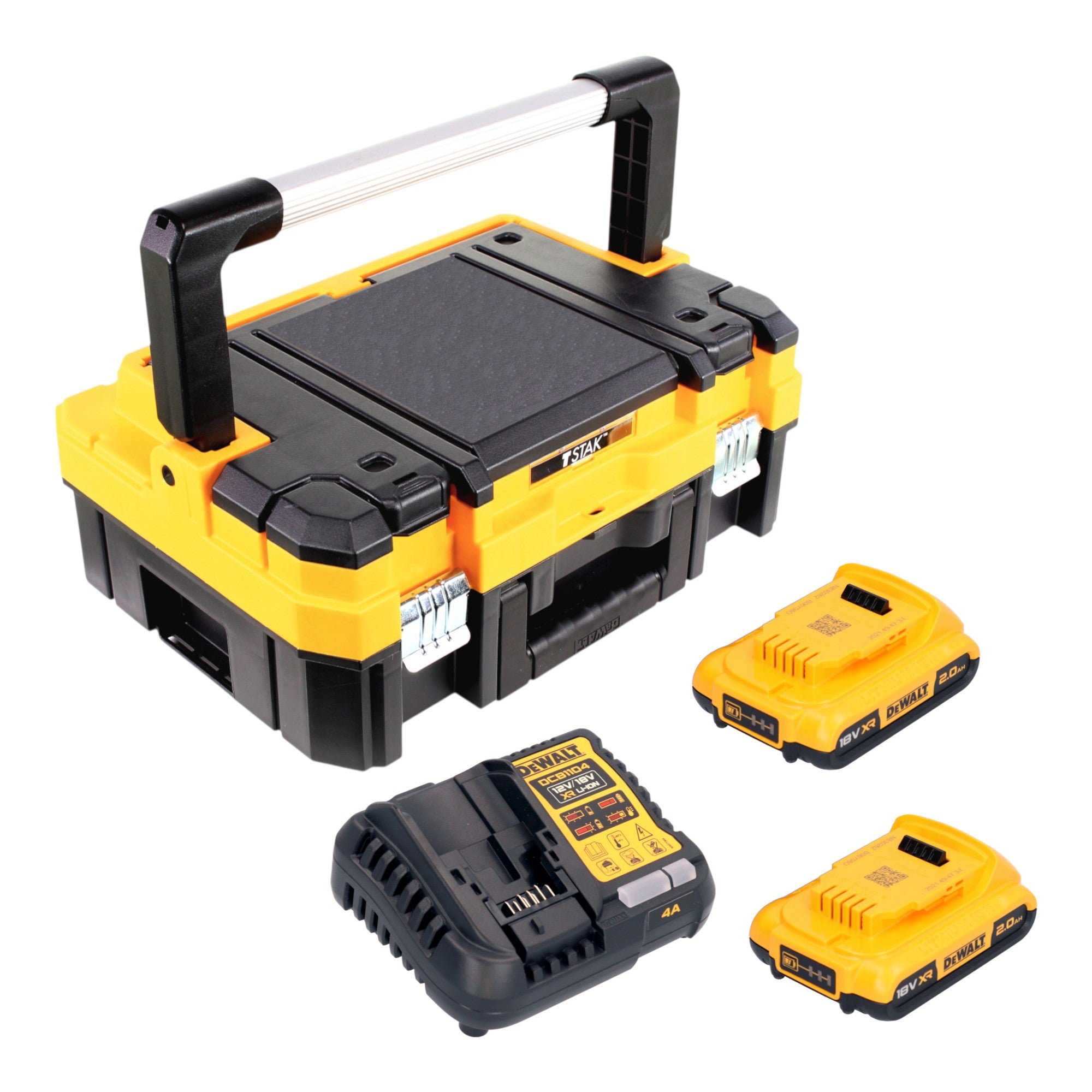 DeWalt DCB 1104 D2T Akku Starter Set 18 V mit 2x Akku 2 0 Ah DCB 1104 Ladegeraet TSTAK 0 - toolbrothers