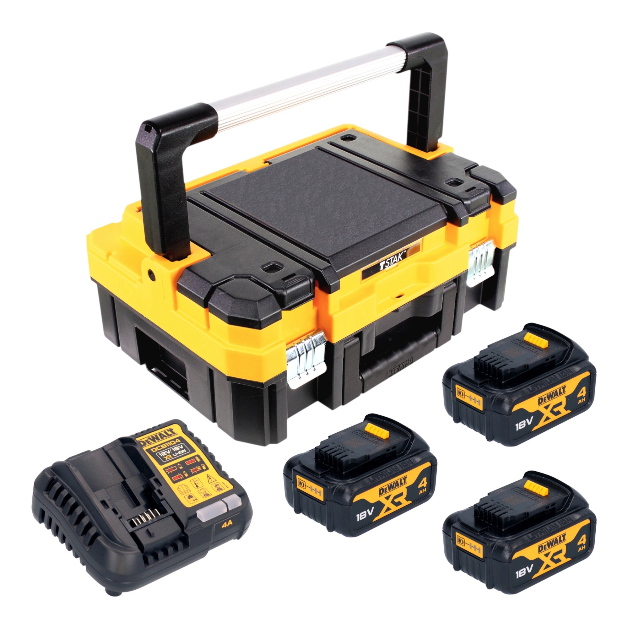 DeWalt DCB 1104 M3T Akku Starter Set 18 V mit 3x Akku 4 0 Ah DCB 1104 Ladegeraet TSTAK 0 - toolbrothers
