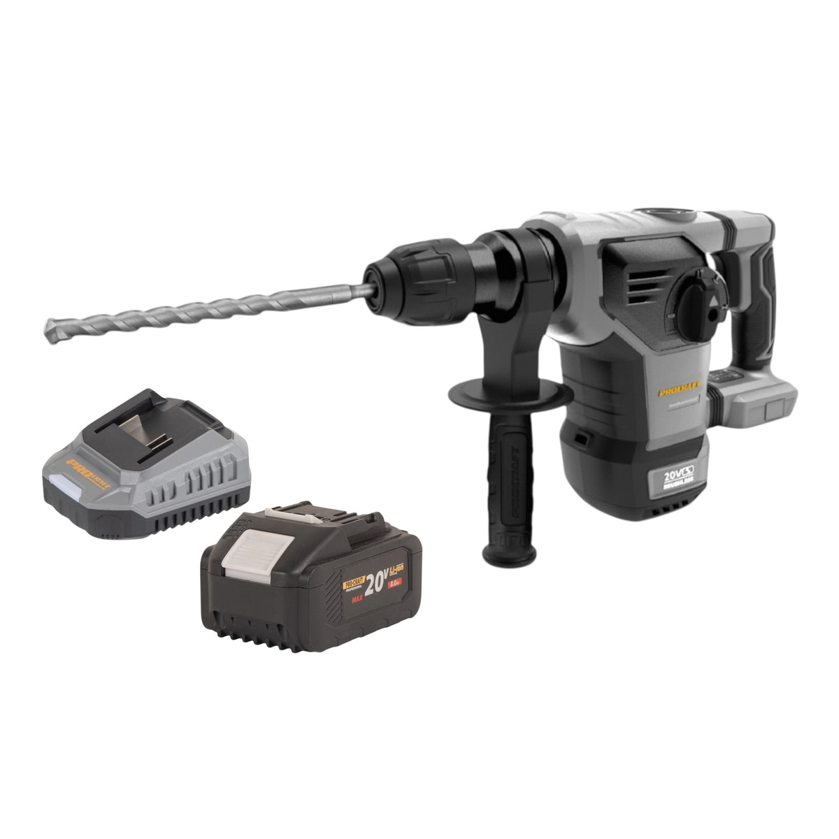 Procraft Industrial HD20B-BB Akku Kombihammer 20 V 5 J SDS plus Brushless + 1x Akku 8,0 Ah + Ladegerät