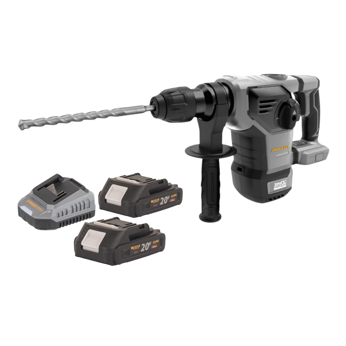 Procraft Industrial HD20B-BB-C Akku Kombihammer 20 V 5 J SDS plus Brushless + 2x Akku 2,0 Ah + Ladegerät + Koffer
