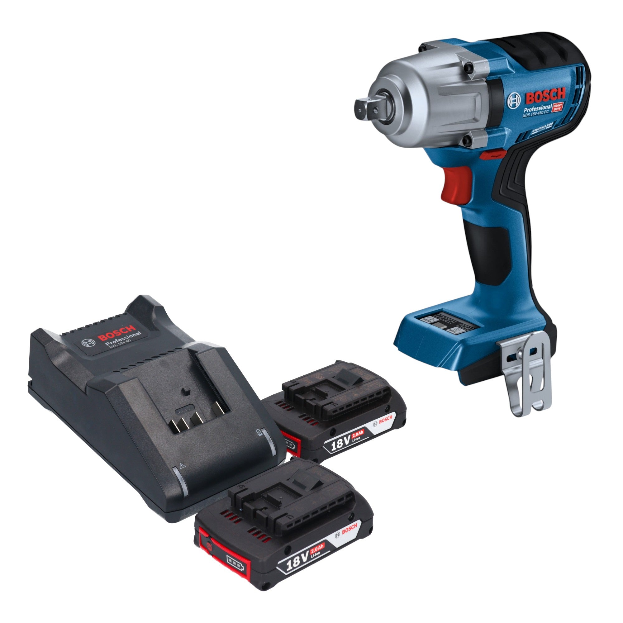 Bosch GDS 18V 450 PC Professional Akku Schlagschrauber 18 V 450 Nm 1 2 Brushless 2x Akku 2 0 Ah Ladegeraet 0 - toolbrothers