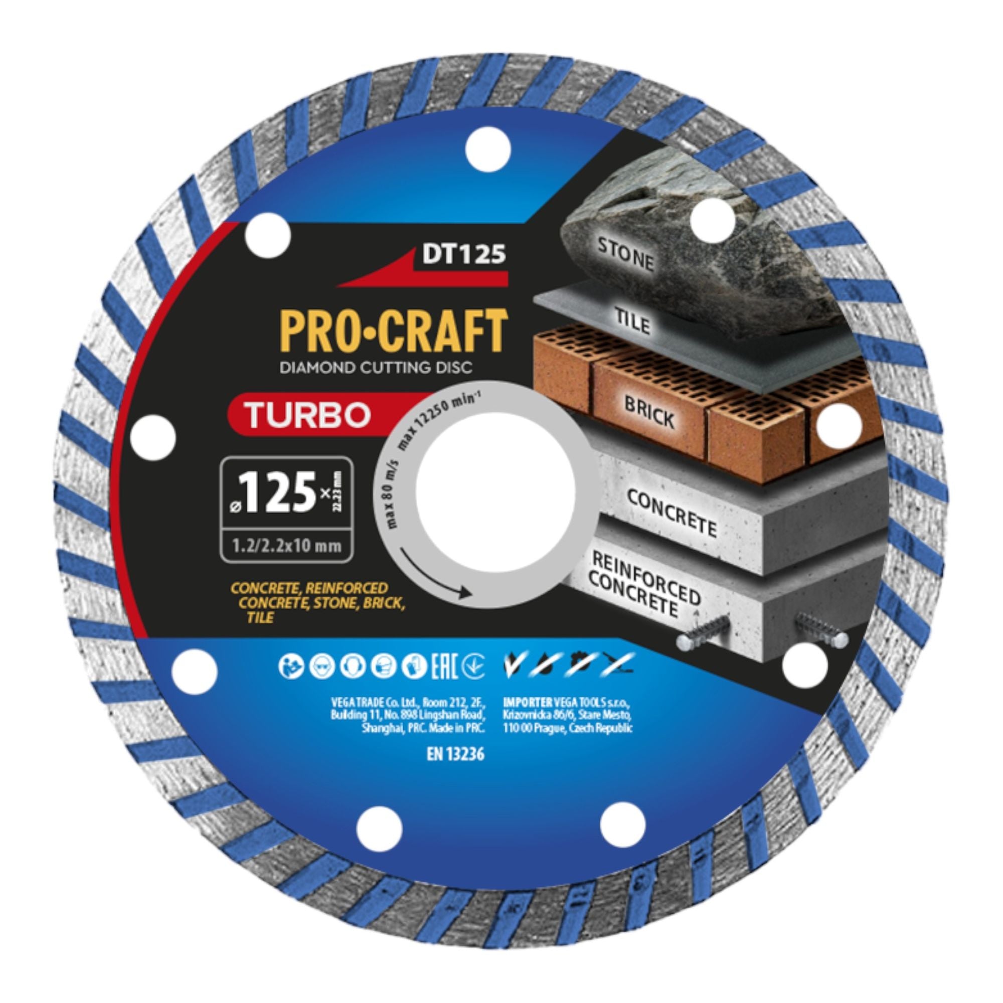 Procraft DT125 Diamanttrennscheibe Turbo 125 x 22 23 mm 0 - toolbrothers