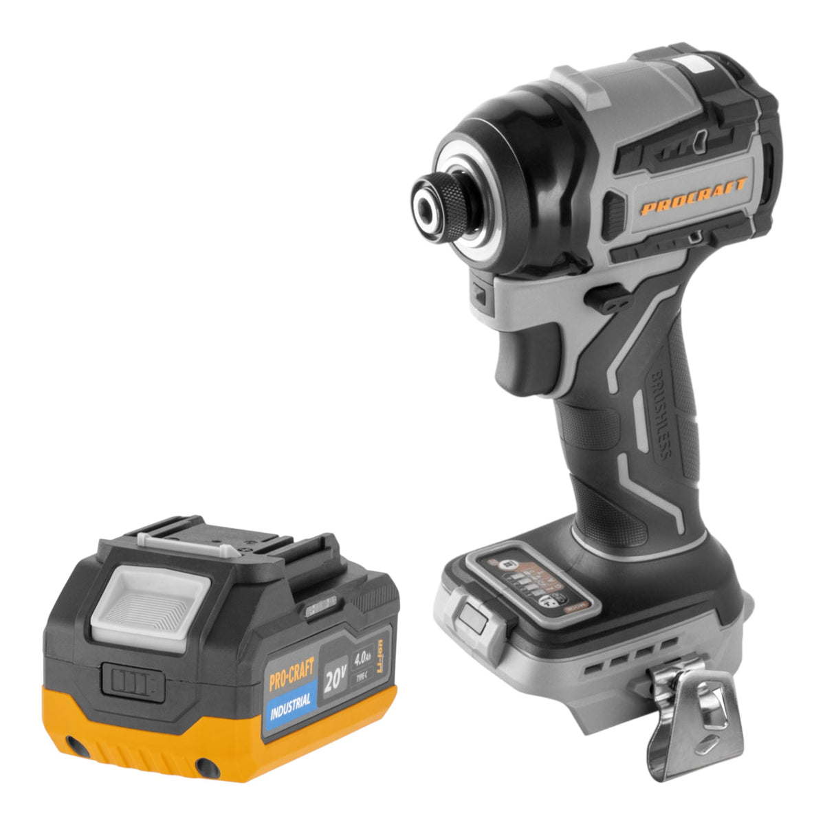 Procraft Industrial ID20Abb Akku Schlagschrauber 20 V 180 Nm 1/4" + 1x Akku 4,0 Ah - ohne Ladegerät