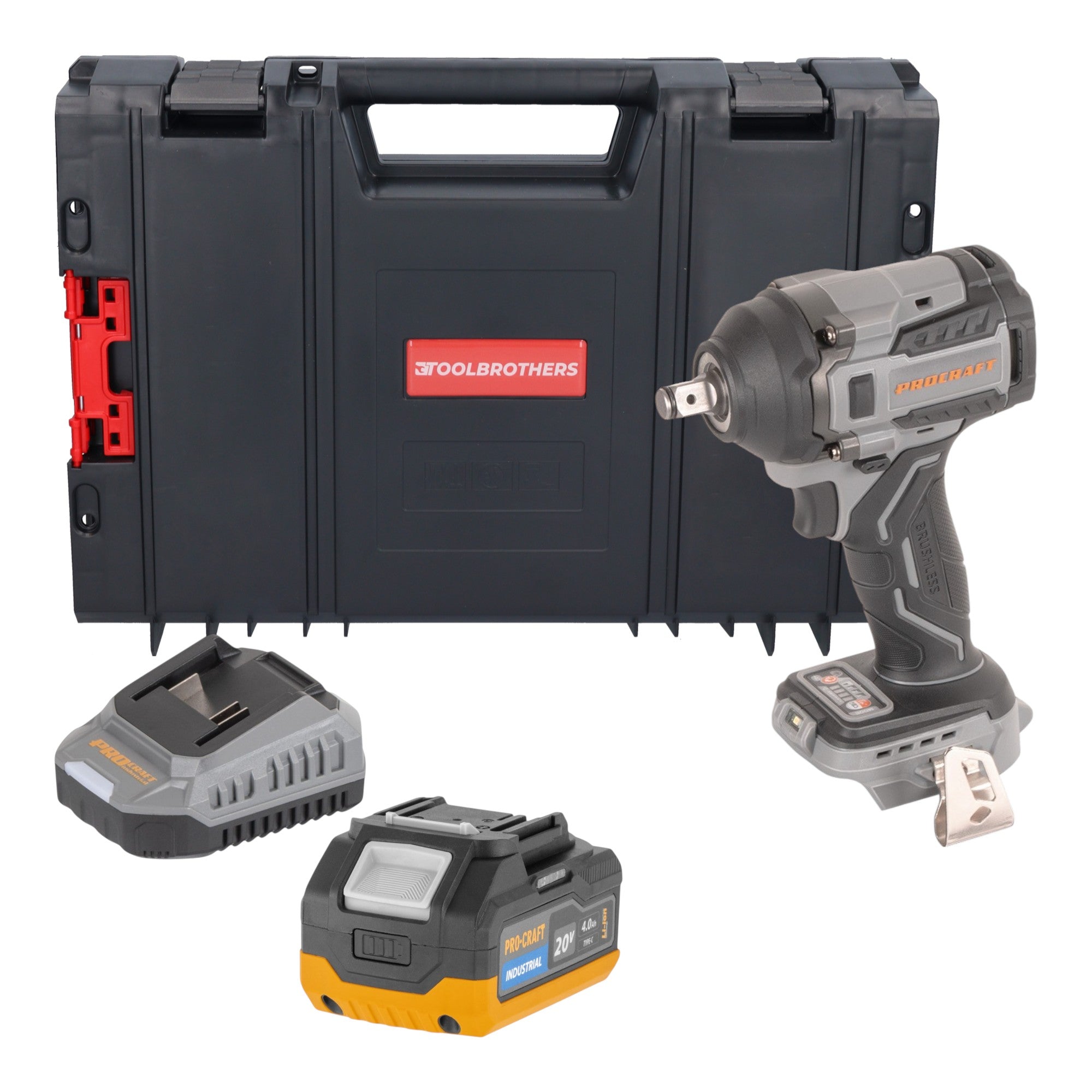 Procraft Industrial IW550Abb Akku Schlagschrauber 20 V 550 Nm 1 2 1x Akku 4 0 Ah Ladegeraet RHINO Toolcase 0 - toolbrothers