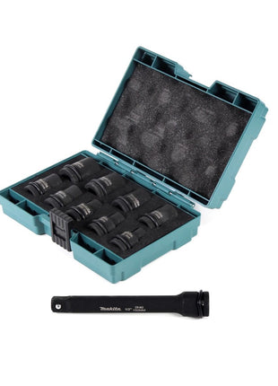 Makita DTW 450 Z 18V Akku Schlagschrauber 1/2" 440Nm Solo + Steckschlüssel Nuss Set 9 tlg. + Verlängerung für Schlagnüsse 150mm - Toolbrothers