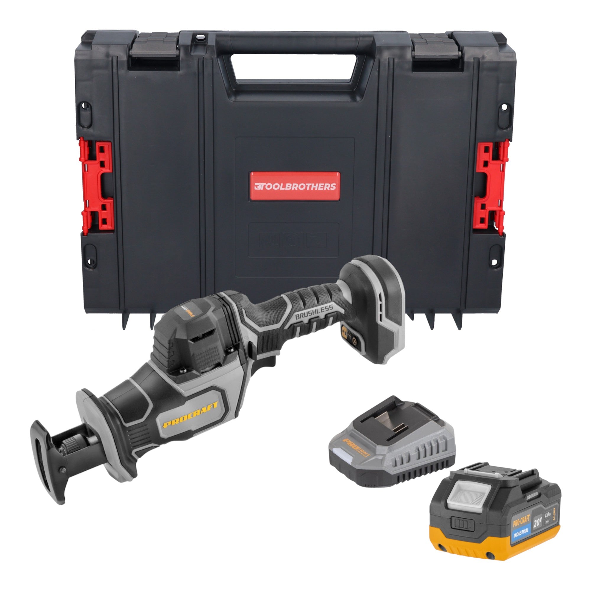 Procraft Industrial RS20Abb Recipro Saebelsaege 20 V Brushless 1x Akku 4 0 Ah Ladegeraet RHINO Toolcase 0 - toolbrothers