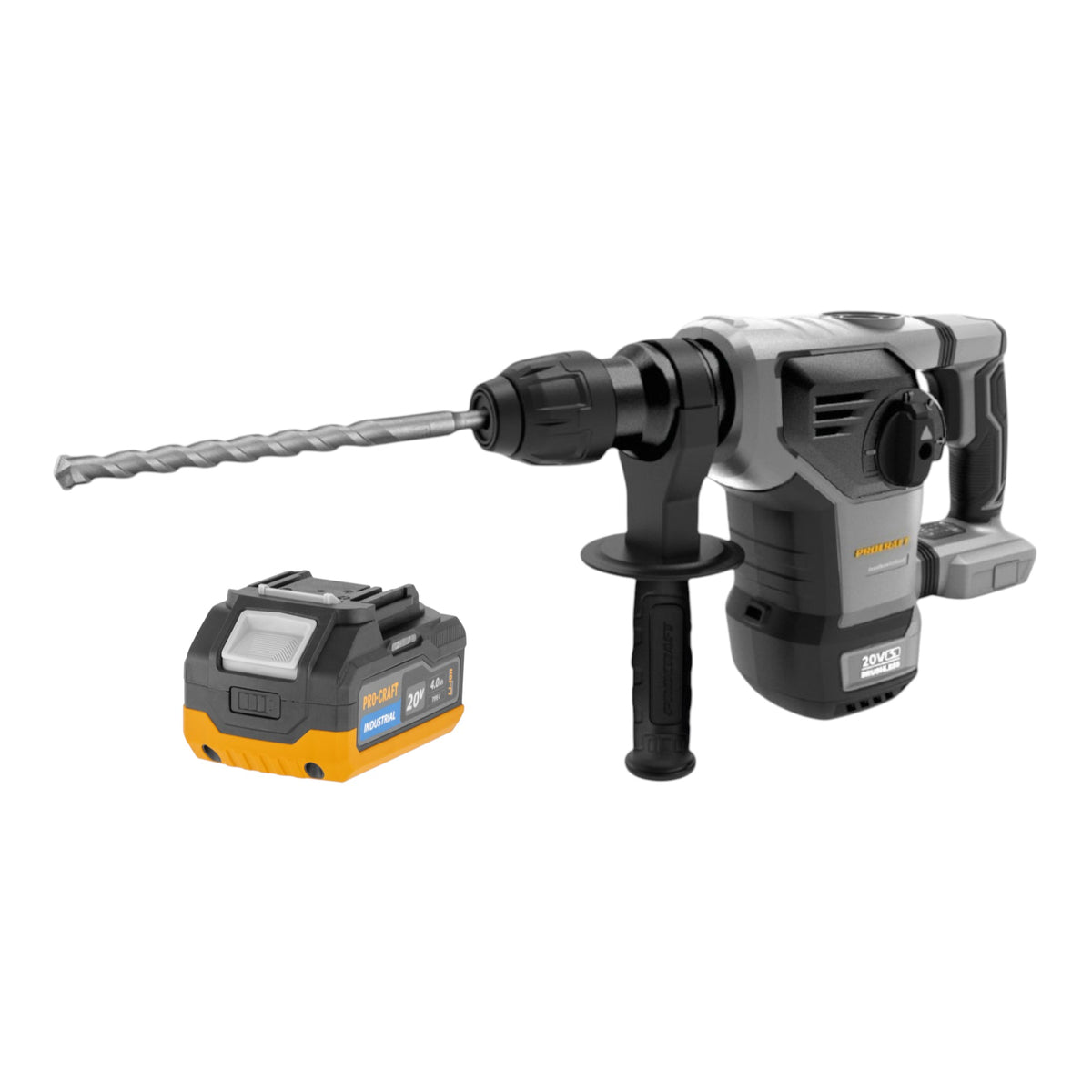 Procraft Industrial HD20B-BB Akku Kombihammer 20 V 5 J SDS plus Brushless + 1x Akku 4,0 Ah - ohne Ladegerät