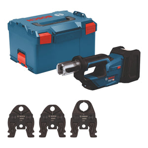 Bosch GPT 18V-19 Professional Akku Presswerkzeug 18 V 21 kN ( 06019M2003 ) + 3x Pressbacke + L-Boxx - ohne Akku, ohne Ladegerät