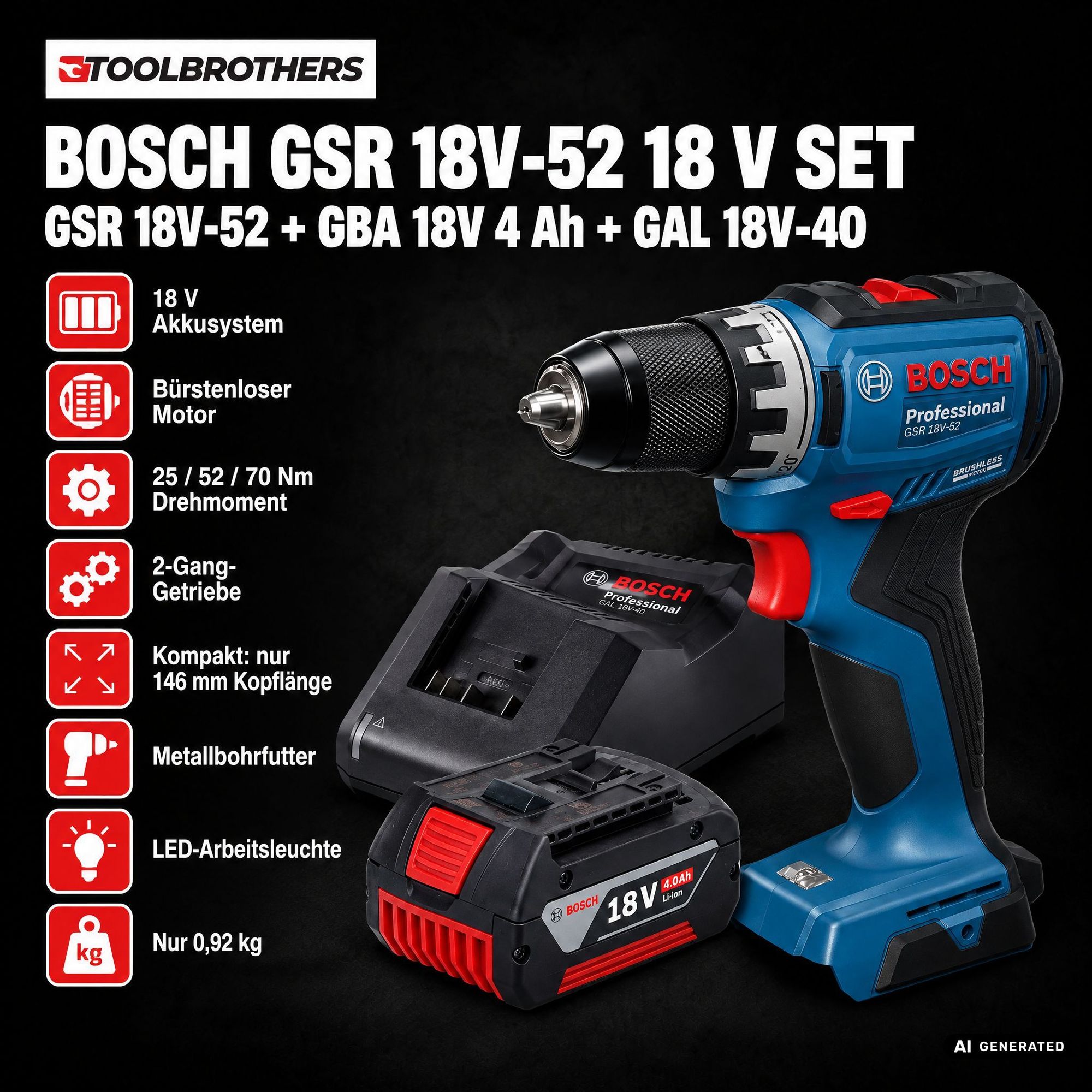 Toolbrothers Powertools Kalender 2026 Bosch GSR 18V 52 Professional Edition Gr L 1 - toolbrothers