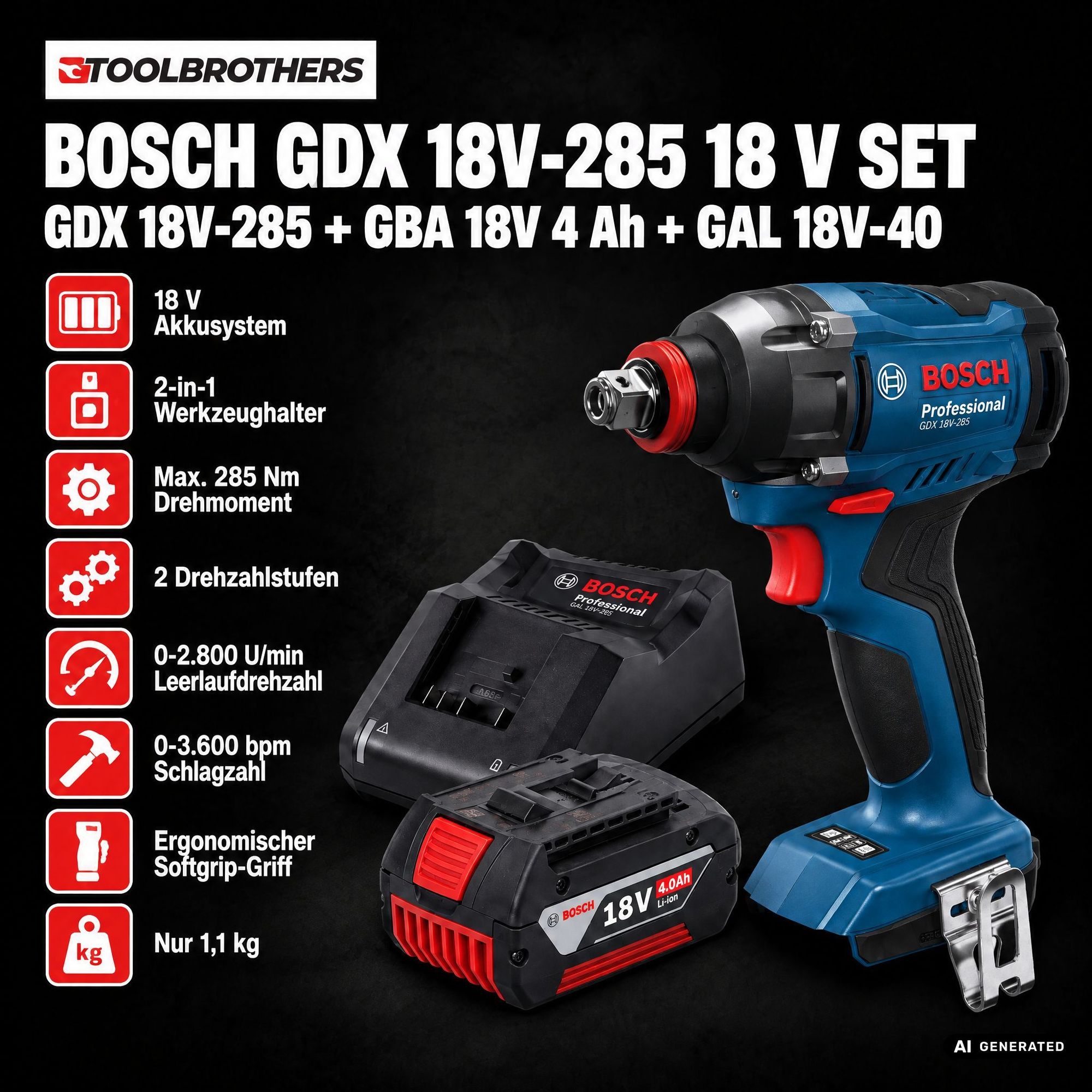 Toolbrothers Powertools Kalender 2026 Bosch GDX 18V 285 Professional Edition Gr S 1 - toolbrothers