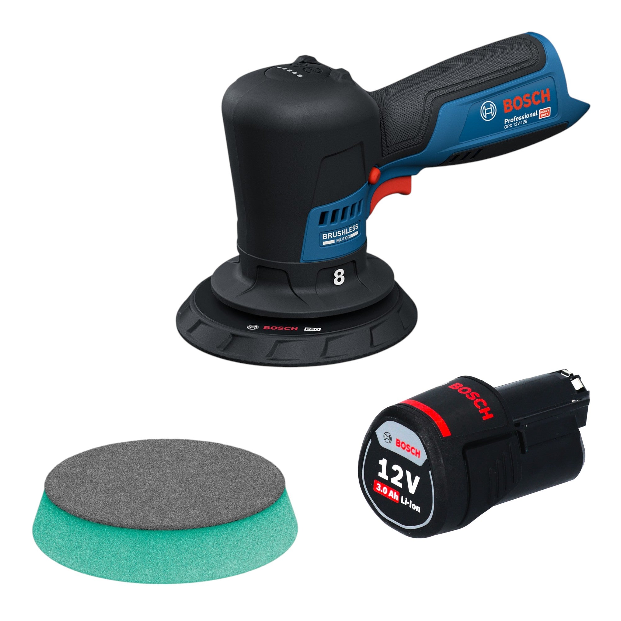 Bosch GPX 12V 125 Akku Polierer 12 V 125 mm Brushless 1x Akku 3 0 Ah ohne Ladegeraet 0 - toolbrothers