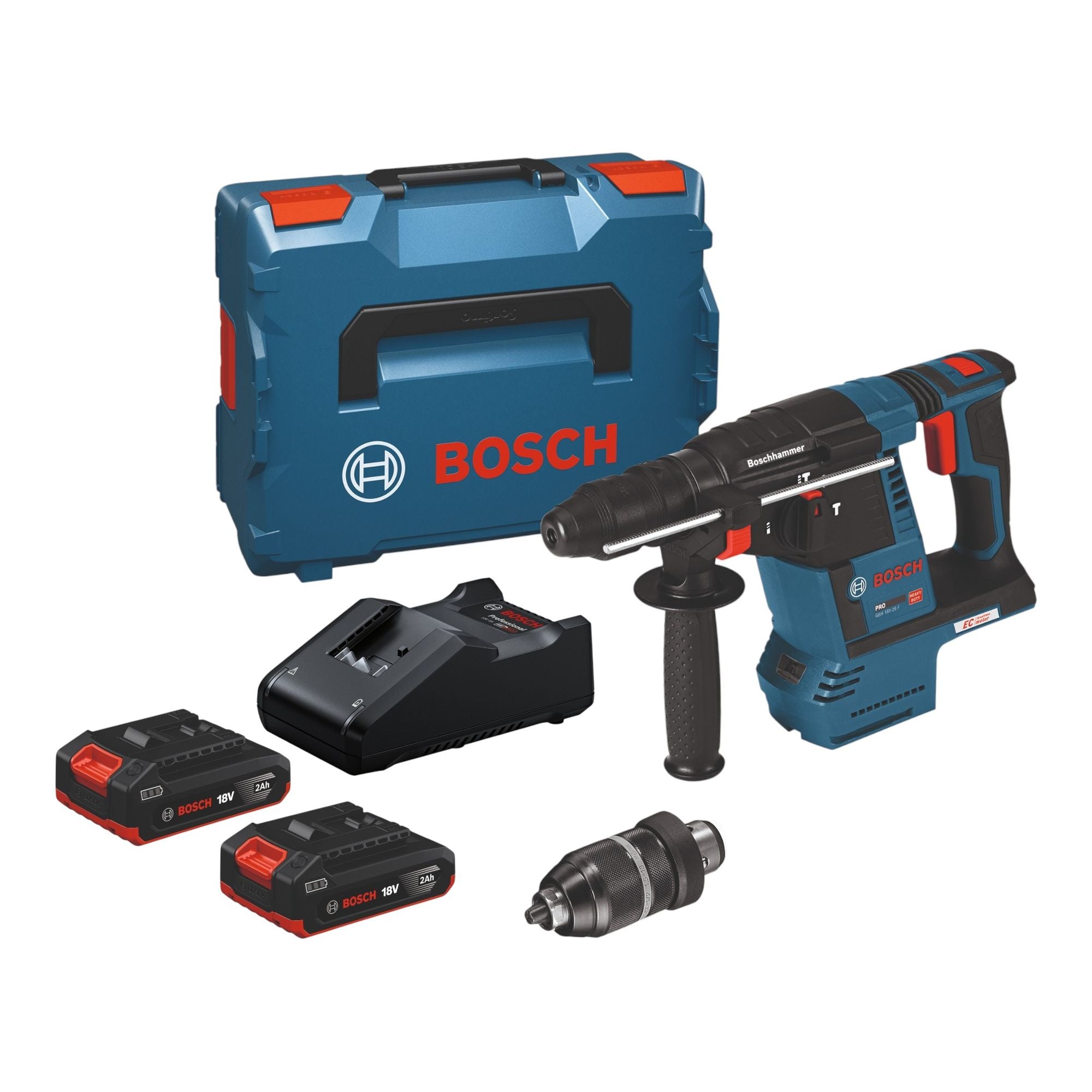 Bosch GBH 18V 26 F Professional Akku Bohrhammer 18 V 2 6 J SDS Plus Brushless 2x Akku 2 0 Ah Ladegeraet L Boxx 0 - toolbrothers