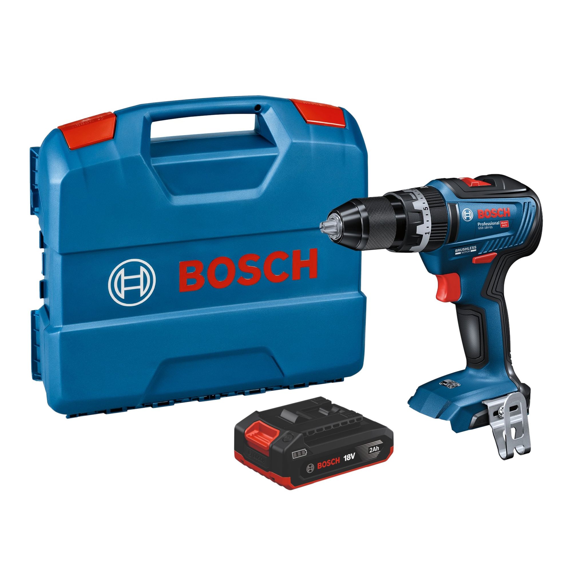 Bosch GSB 18V 55 Professional Akku Schlagbohrschrauber 18 V 55 Nm Brushless 1x Akku 2 0 Ah L Case ohne Ladegeraet 0 - toolbrothers