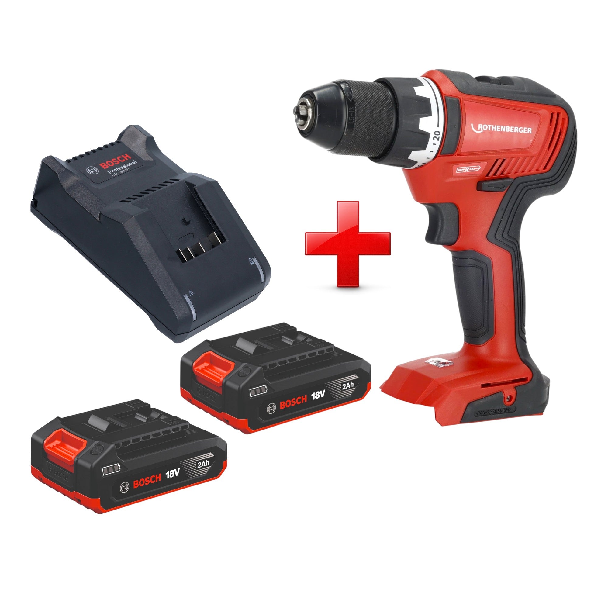 Rothenberger RO DD55 Akku Bohrschrauber 18 V 55 Nm Brushless AMPShare 2x Akku 2 0 Ah Ladegeraet 0 - toolbrothers