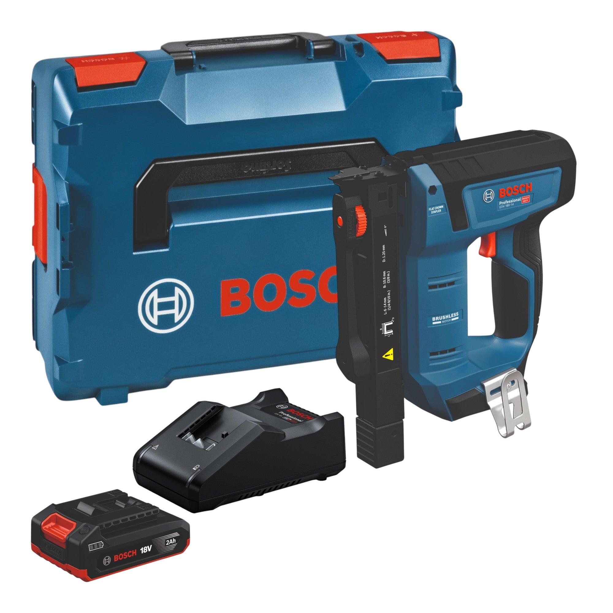 Bosch GTH 18V 14 Akku Holzklammerer 18 V 10 6 x 6 14 mm Brushless 1x Akku 2 0 Ah Ladegeraet L Boxx 0 - toolbrothers