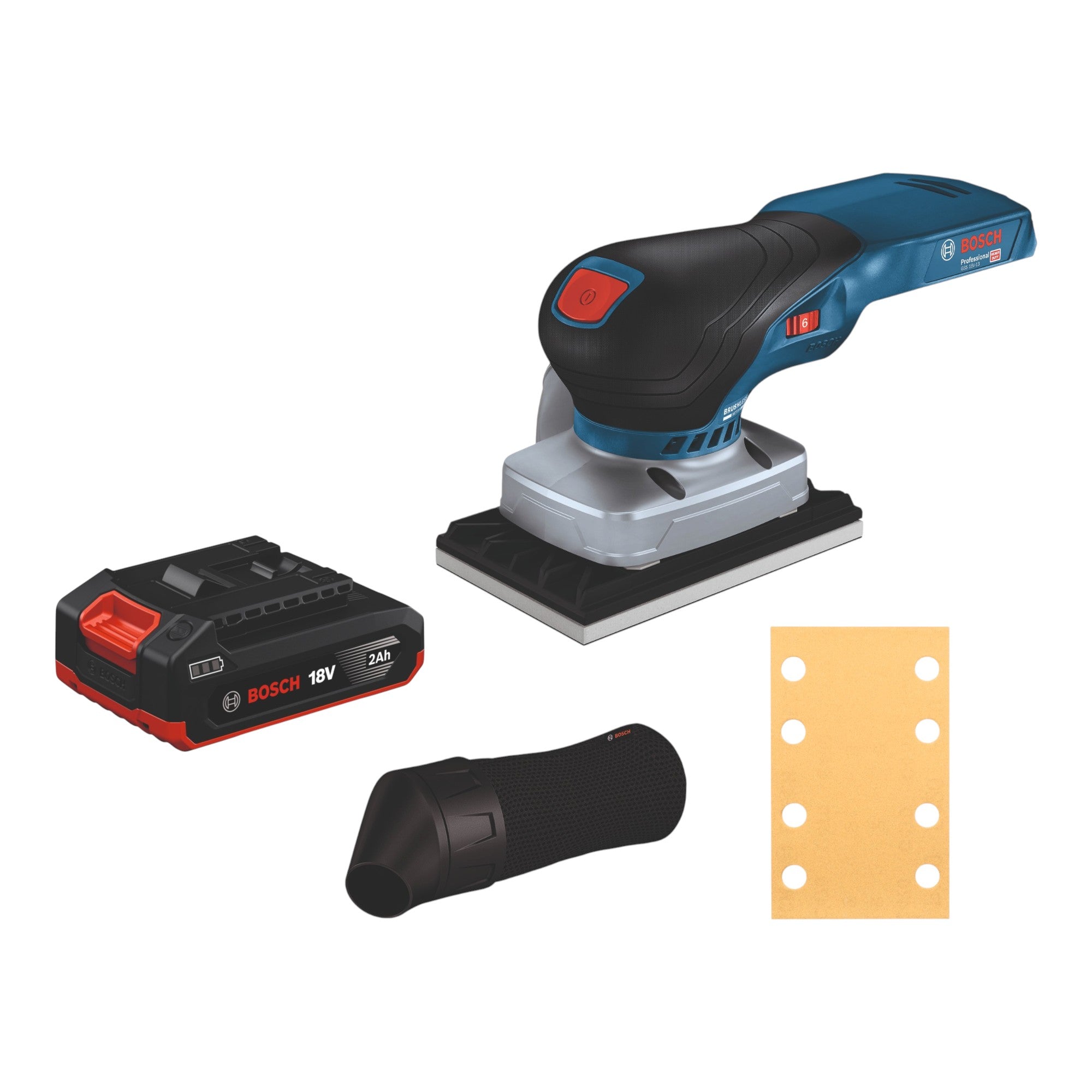 Bosch GSS 18V 13 Professional Akku Schwingschleifer 18 V 100 x 110 mm 1x Akku 2 0 Ah ohne Ladegeraet 0 - toolbrothers