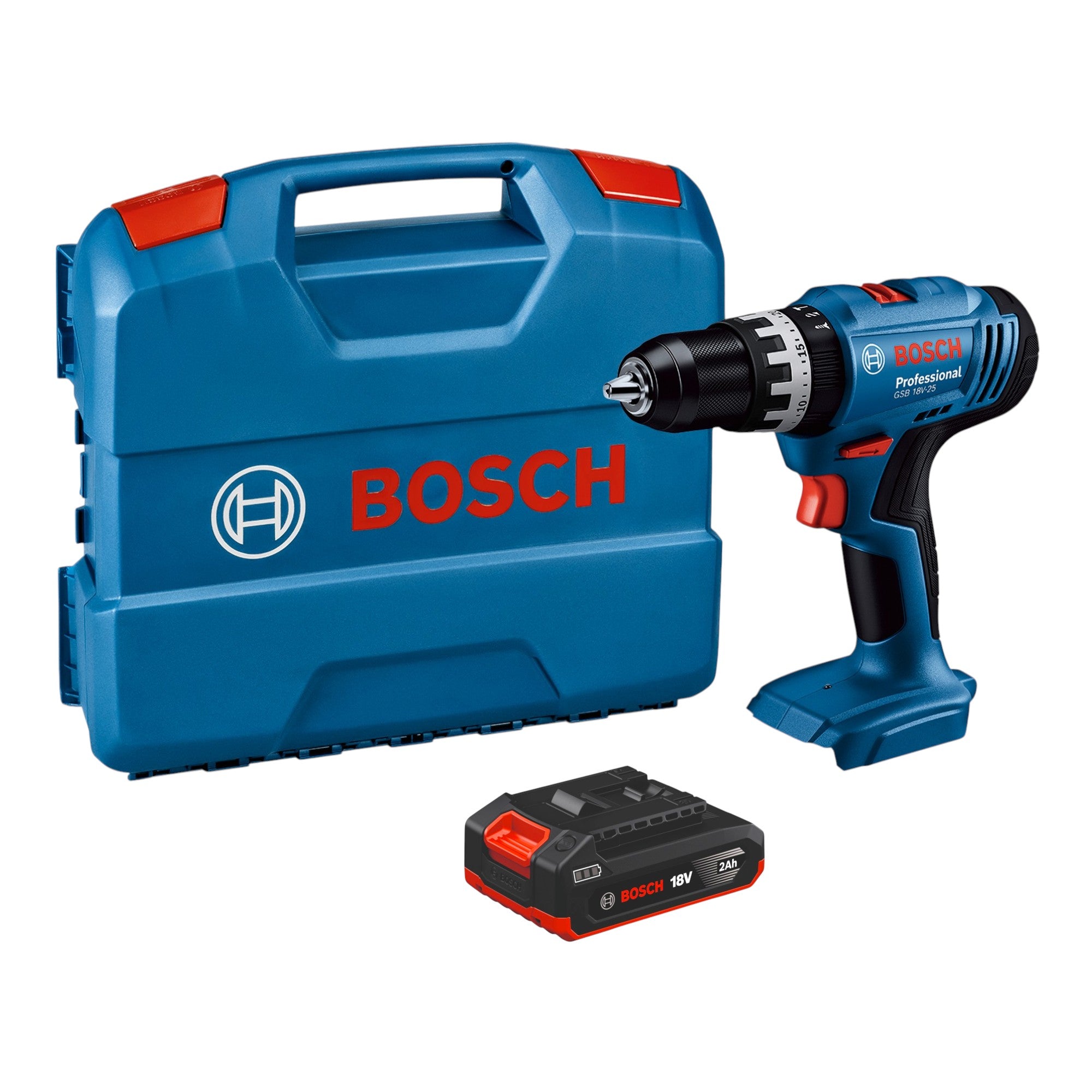 Bosch GSB 18V 25 Professional Akku Schlagbohrschrauber 18 V 56 Nm 1x Akku 2 0 Ah L Case ohne Ladegeraet 0 - toolbrothers