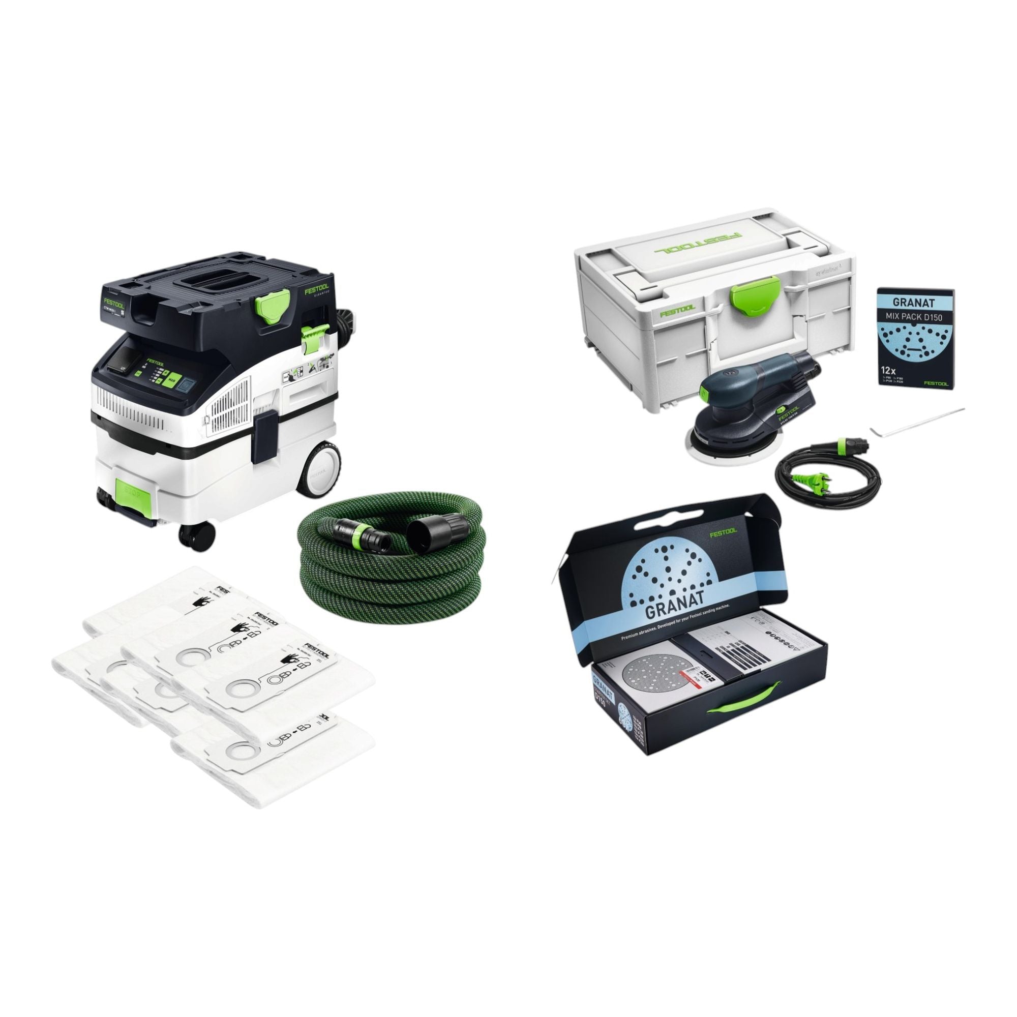Festool CTM MIDI ETS EC GR FIS Combo Set Staubfrei 578866 mit Absaugmobil Exzenterschleifer 60 tlg Schleifmittel Set Systainer 0 - toolbrothers
