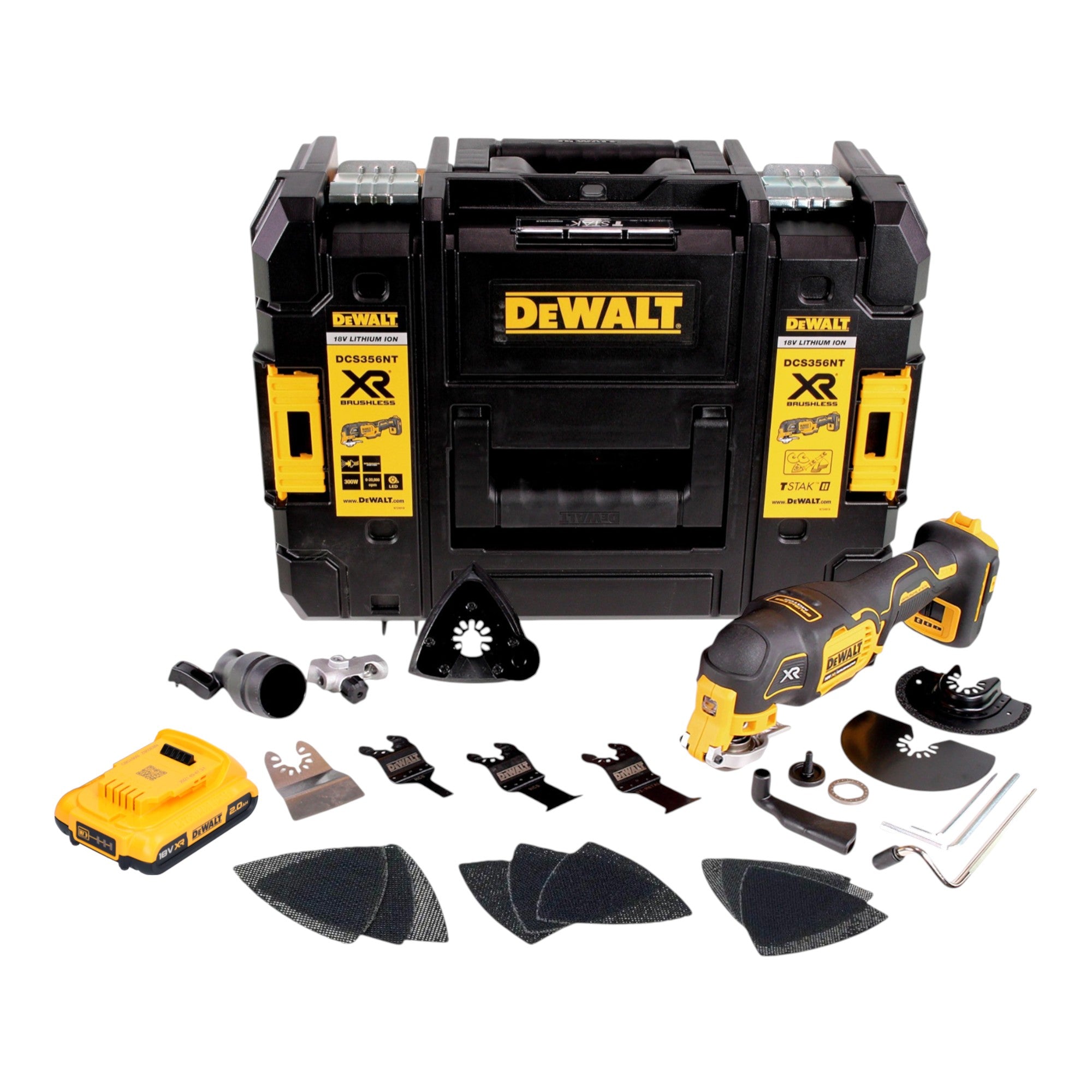 DeWalt DCS 356 NT Akku Multitool 18 V Brushless 1x Akku 2 0 Ah 20 tlg Zubehoer TSTAK ohne Ladegeraet 0 - toolbrothers