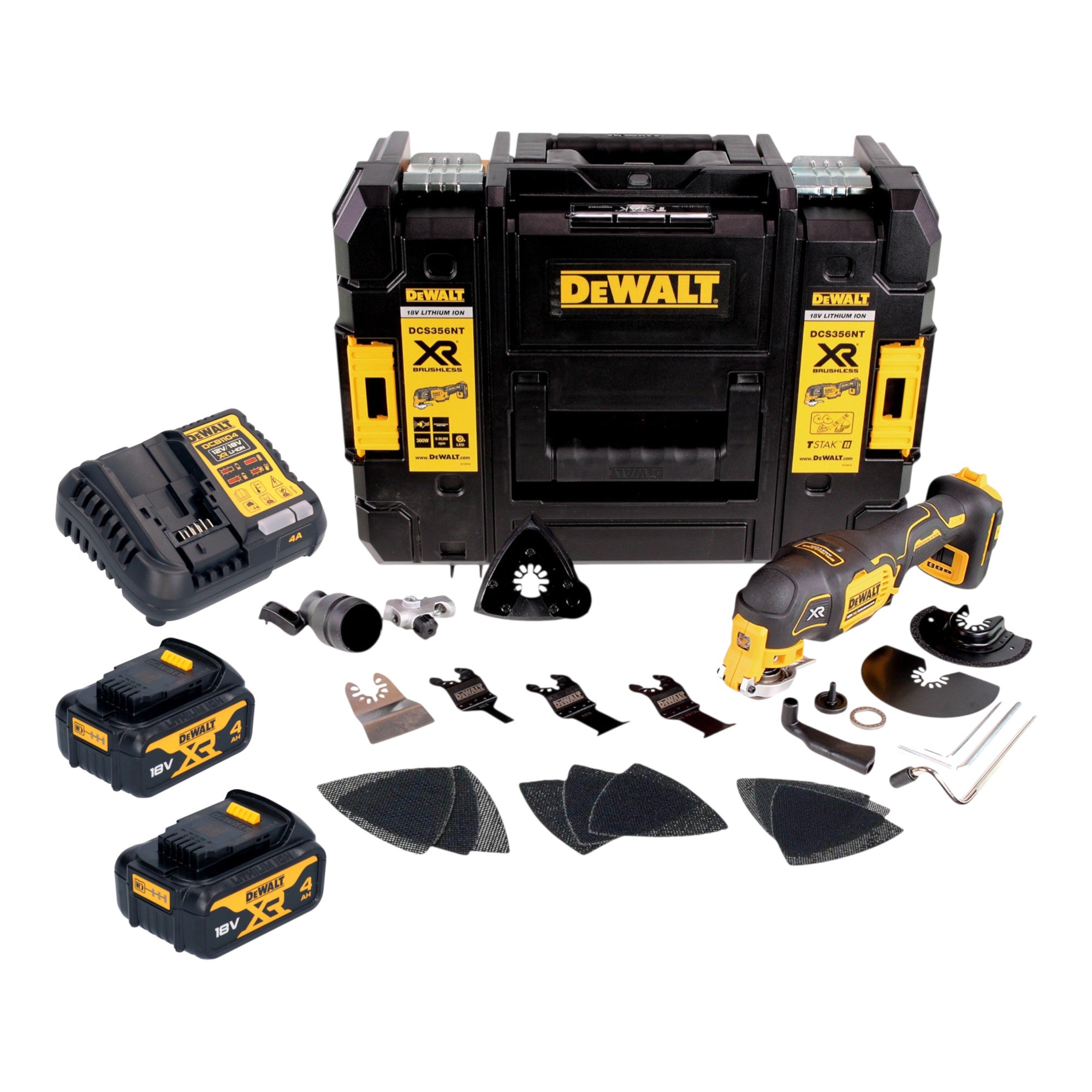 DeWalt DCS 356 M2T Akku Multitool 18 V Brushless 2x Akku 4 0 Ah Ladegeraet 20 tlg Zubehoer TSTAK 0 - toolbrothers