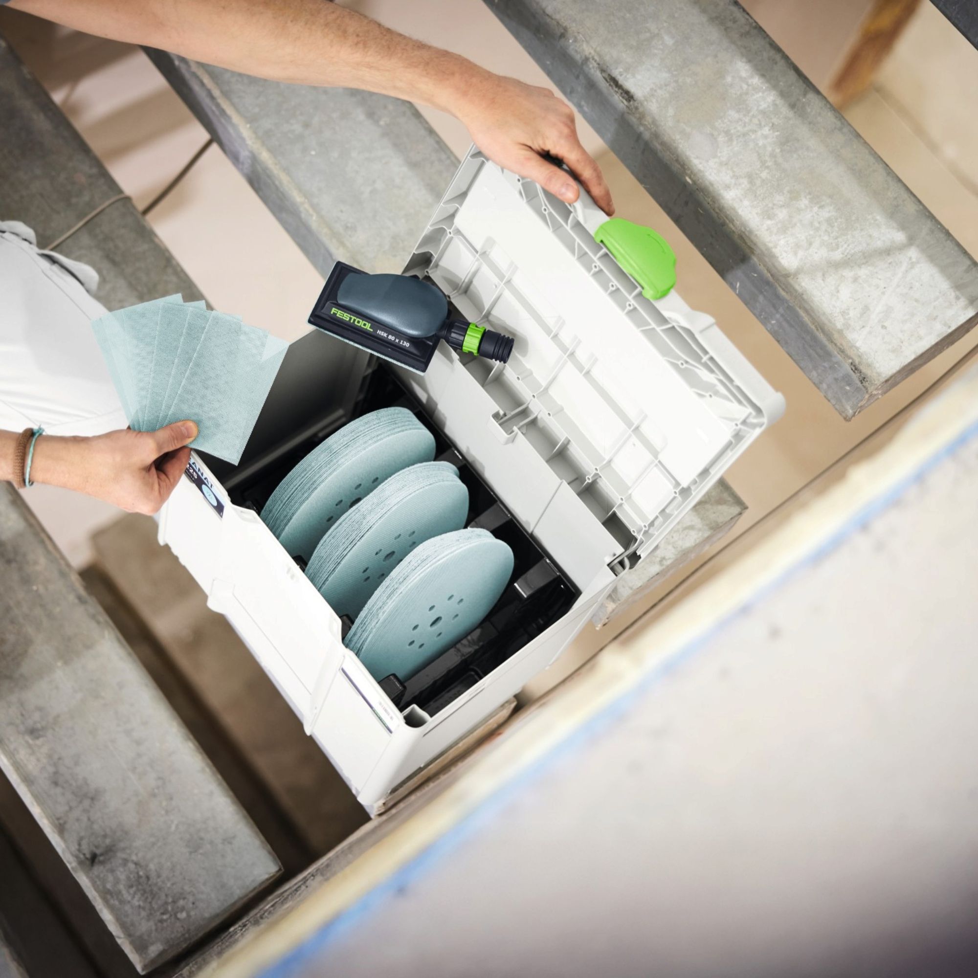 Festool D225 GR NET HSK A SYS P Granat Net Schleifmittel Set 76 tlg 579369 Schleifklotz Systainer 3 - toolbrothers