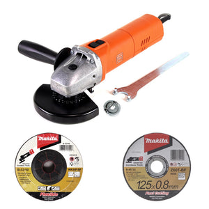 Fein WSG 11-125 Winkelschleifer 1100W 125mm + Schnellspannmutter + Makita Schruppscheiben + Trennscheiben