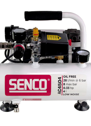 Senco AC4504 Leiselauf Kompressor ölfrei 230V 8bar 4l Volumen ( AFN0024 ) - Toolbrothers