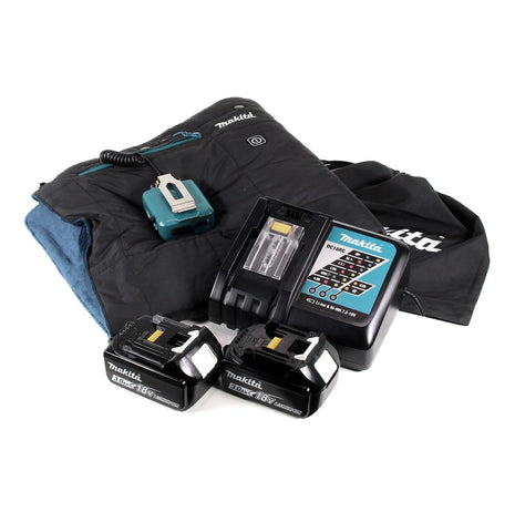 Makita DCB 200 RFA Heizdecke 14,4V - 18 V 3 Heizstufen USB Anschluss + 2x Akku 3,0Ah + Ladegerät - Toolbrothers