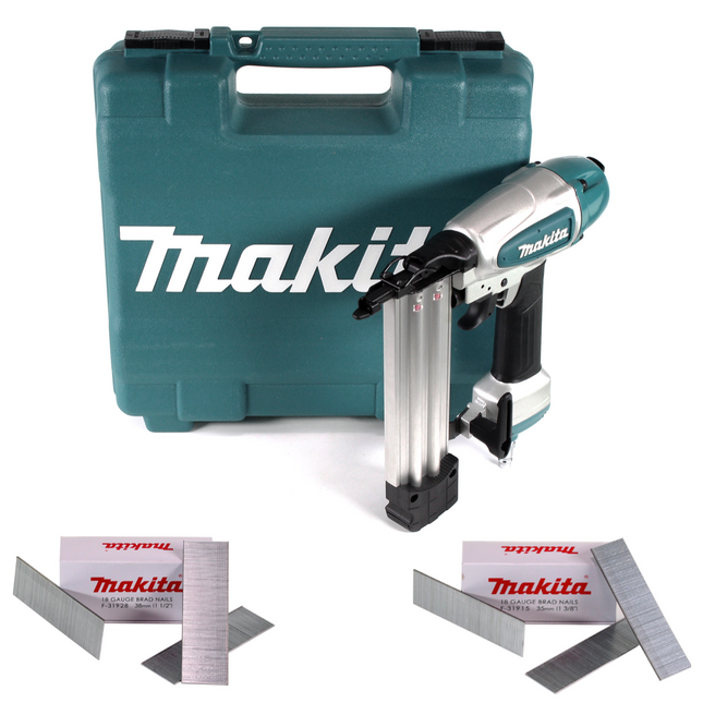 Makita AF 506 Druckluft Stauchkopfnagler 15-50mm 4,3-8,3bar + 10000x Stauchkopfnagel 35/38mm galvanisiert + Koffer - Toolbrothers