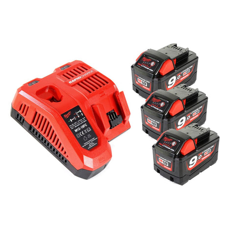 Milwaukee M18NRG-903 Akku Starter Set 18V mit 3x M18 B9 Akku 9,0Ah + M12-18FC Ladegerät ( 4933459219 ) - Toolbrothers