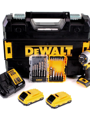 DeWalt DCF 887 L2T Akku Schlagschrauber 18 V 205 Nm 1/4" Brushless + 2x Akku 3,0 Ah + Ladegerät + 19 tlg. Bit Bohrer Set + TSTAK