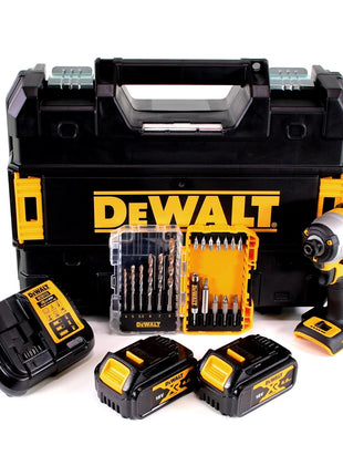 DeWalt DCF 887 M2T Akku Schlagschrauber 18 V 205 Nm Brushless + 2x Akku 4,0 Ah + Ladegerät + 19 tlg. Bit Bohrer Set + TSTAK