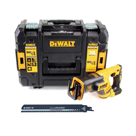 Sierra alternativa a batería DeWalt DCS 367 NT 18V sin escobillas solo + hoja de sierra alternativa S1155CHM + TSTAK - sin batería, sin cargador