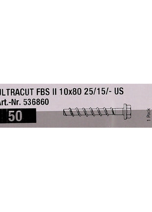 Fischer ULTRACUT FBS II Betonschrauben 10x80mm 25/15/- 50 Stk. Sechskantkopf SW15 ( 536860 )