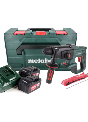 Marteau combiné à batterie Metabo KHA 18 LTX 18V 2,2J SDS Plus + 2x batterie 5,2 Ah + chargeur + métaBOX