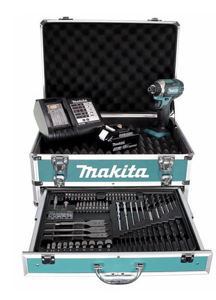 Makita DTD 152 SFX4 llave de impacto a batería 18V 165Nm 1/4" + 1x batería 3.0Ah + cargador + set brocas 70 piezas + estuche