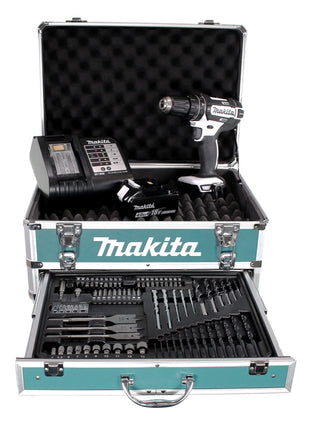 Makita DHP 482 W SMX4 Akku Schlagbohrschrauber 18V 62Nm + 1x Akku 4,0Ah + Ladegerät + 70tlg. Bit Bohrer Set + Koffer