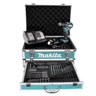 Makita DDF 483 SGX4 Akku Bohrschrauber 18 V 40Nm Brushless + 1x Akku 6,0Ah + Ladegerät + 70tlg. Bit Bohrer Set + Koffer