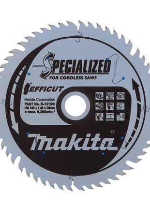 Makita CCXF16556EL SPECIALIZED EFFICUT Lame de scie 165 x 20 x 1,45 mm ( B-57320 ) - 56 Dents pour bois, Laminat et plastique