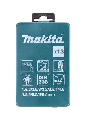 Makita D-54075 HSS-R Mèches Perceuse Métal Set - 13 pièces. DIN 338 118°