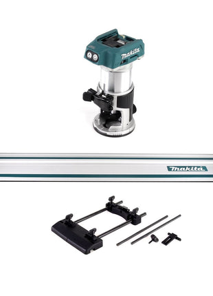 Makita DRT 50 Z Akku Multifunktionsfräse 18V Brushless Solo + Führungsschienen Adapter + Führungsschiene 1000mm - ohne Akku, ohne Ladegerät