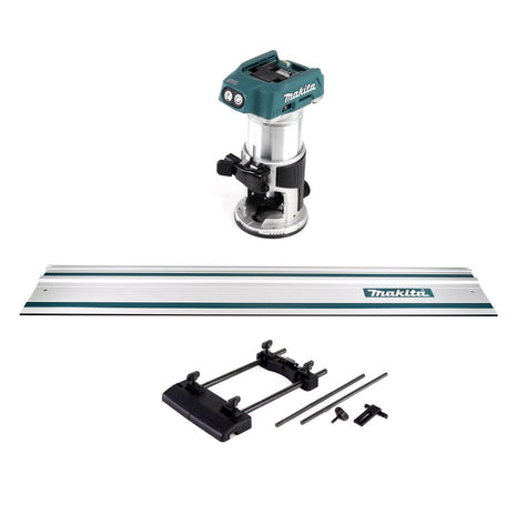 Makita DRT 50 Z Akku Multifunktionsfräse 18V Brushless Solo + Führungsschienen Adapter + Führungsschiene 1000mm - ohne Akku, ohne Ladegerät