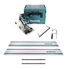 Makita DSP 600 ZJ Akku Tauchsäge 36V (2x 18V) Brushless + 2x Führungsschiene + Schraubzwingen + Führungsschienenverbinder + Parallelanschlag ( 165447-6 ) + Makpac - ohne Akku, ohne Ladegerät