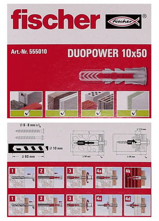 Fischer Chevilles à expansion DUOPOWER 10x50mm, 50 pcs. ( 555010 )